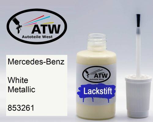 Mercedes-Benz, White Metallic, 853261: 20ml Lackstift, von ATW Autoteile West.